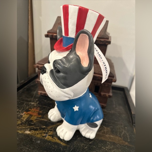 Stars & Stripes French Bulldog Boston Figurine Patriotic July 4th NWT - Picture 2 of 6
